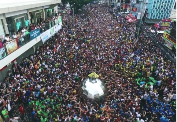 The image of Our Lady of Peñafrancia in a sea of devotees during Traslacion