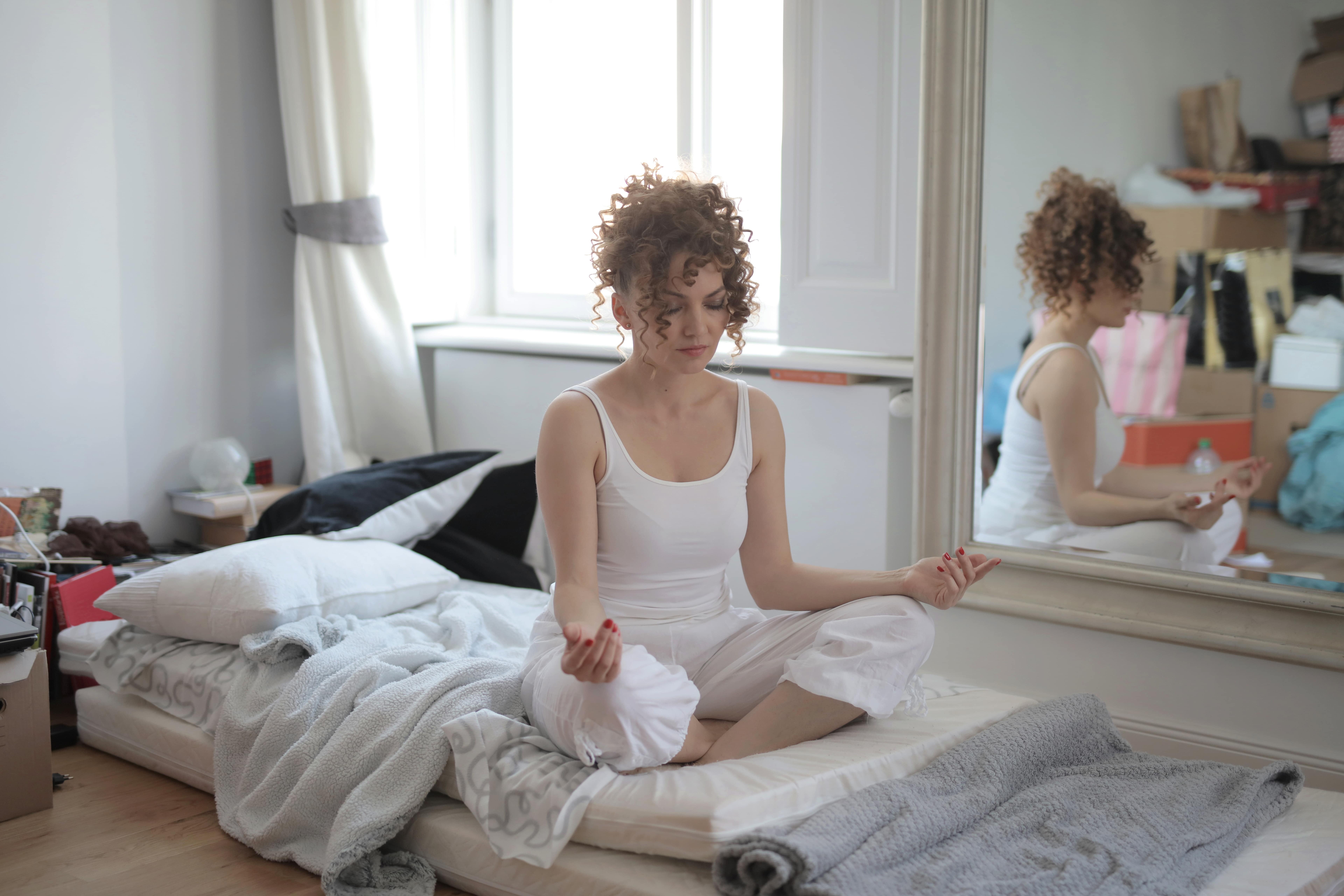 calm woman meditating